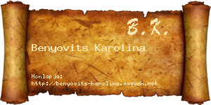 Benyovits Karolina névjegykártya